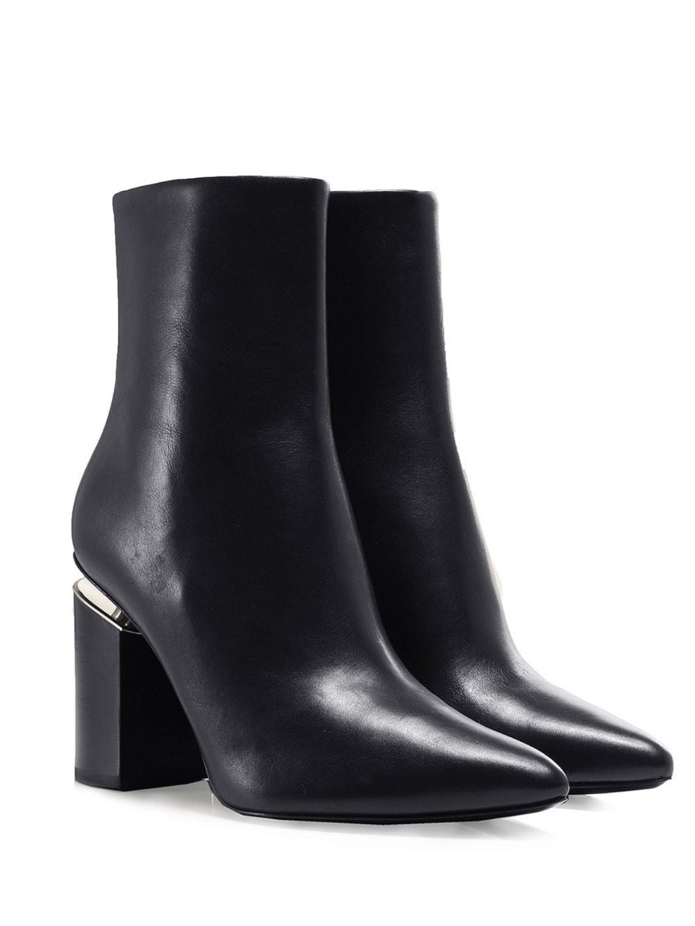 Alexander Wang Black Leather Kirby Boots with Floating Block Heel